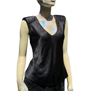 Vintage Black Faux  Silk Top